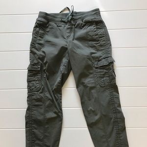 Olive green cargo pants with jogger cuffs